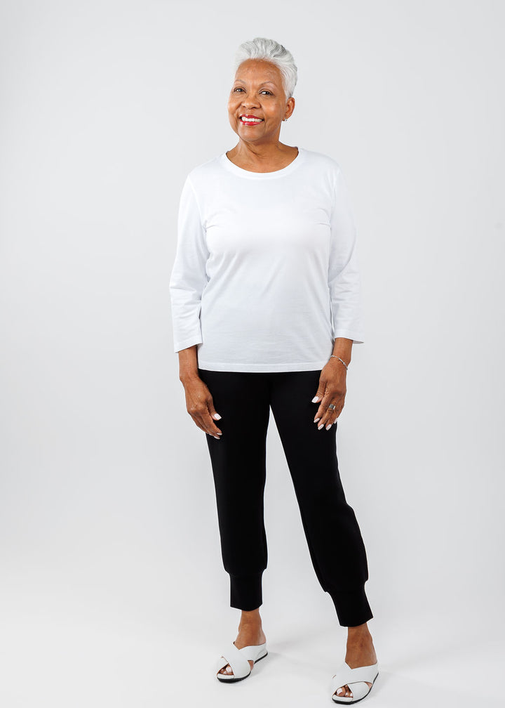 3/4 Sleeve Crew Tee - White