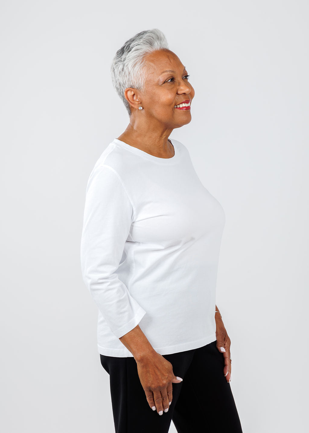 3/4 Sleeve Crew Tee - White