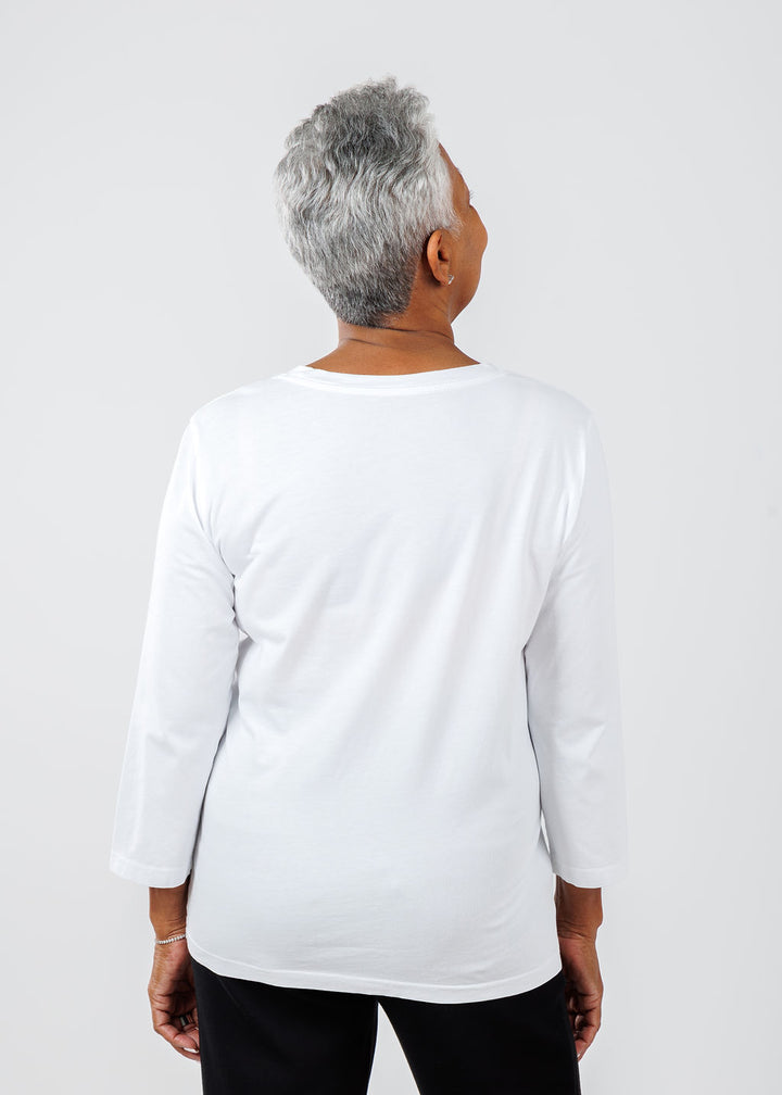 3/4 Sleeve Crew Tee - White