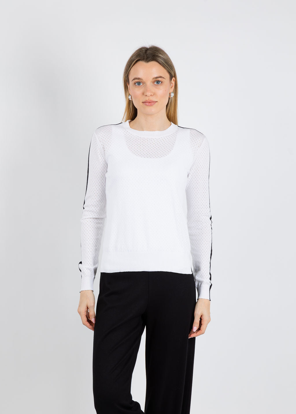 Pure Amici Alara Crew Neck Sweater in White available at Barbara Katz