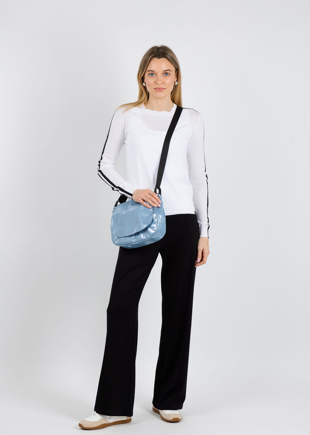 Pure Amici Alara Crew Neck Sweater in White available at Barbara Katz