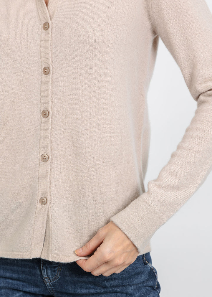Pure Amici Cashmere Polo Sweater in Sand available at Barbara Katz