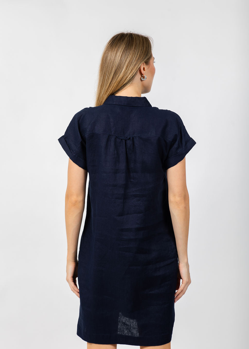Pure Amici Darcy Linen Dress in Navy available at Barbara Katz