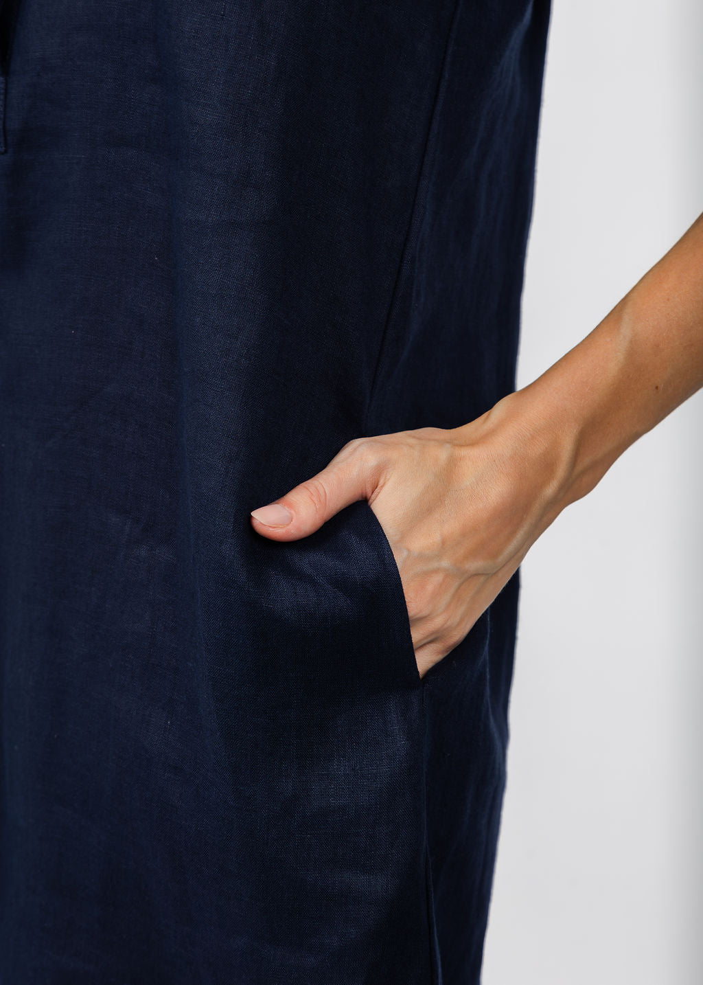 Pure Amici Darcy Linen Dress in Navy available at Barbara Katz