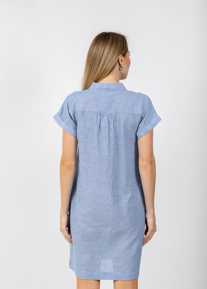Pure Amici Darcy Linen Dress in Water available at Barbara Katz