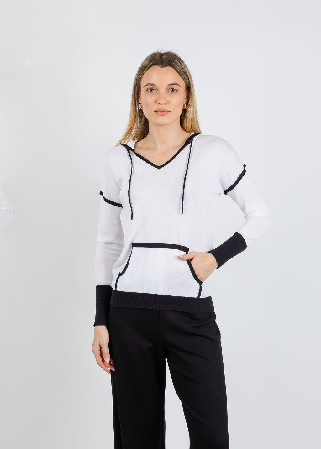 Pure Amici Devi Mesh Hoodie in White available at Barbara Katz