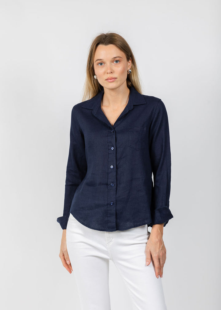 Jaime Pocket Linen Shirt - Navy