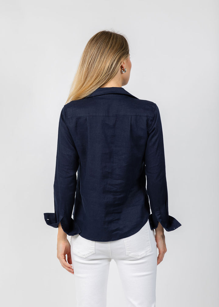 Jaime Pocket Linen Shirt - Navy