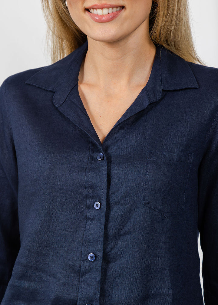 Jaime Pocket Linen Shirt - Navy
