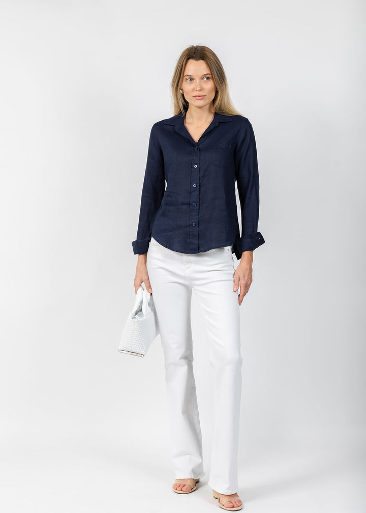 Jaime Pocket Linen Shirt - Navy