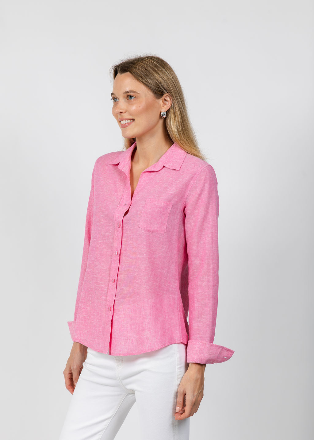 Jaime Pocket Linen Shirt - Petal