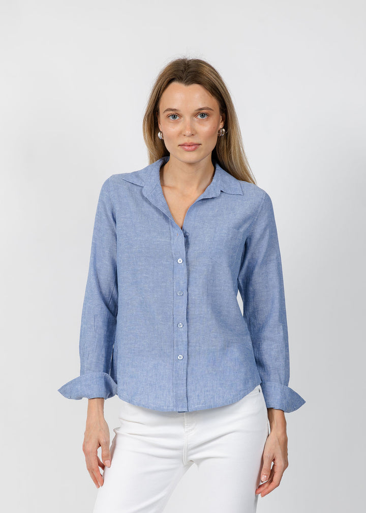 Jaime Pocket Linen Shirt - Water