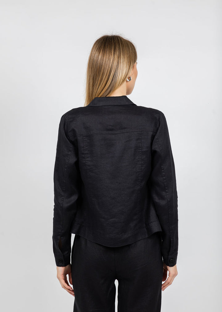 Pure Amici Lumila Linen Jacket in Black available at Barbara Katz