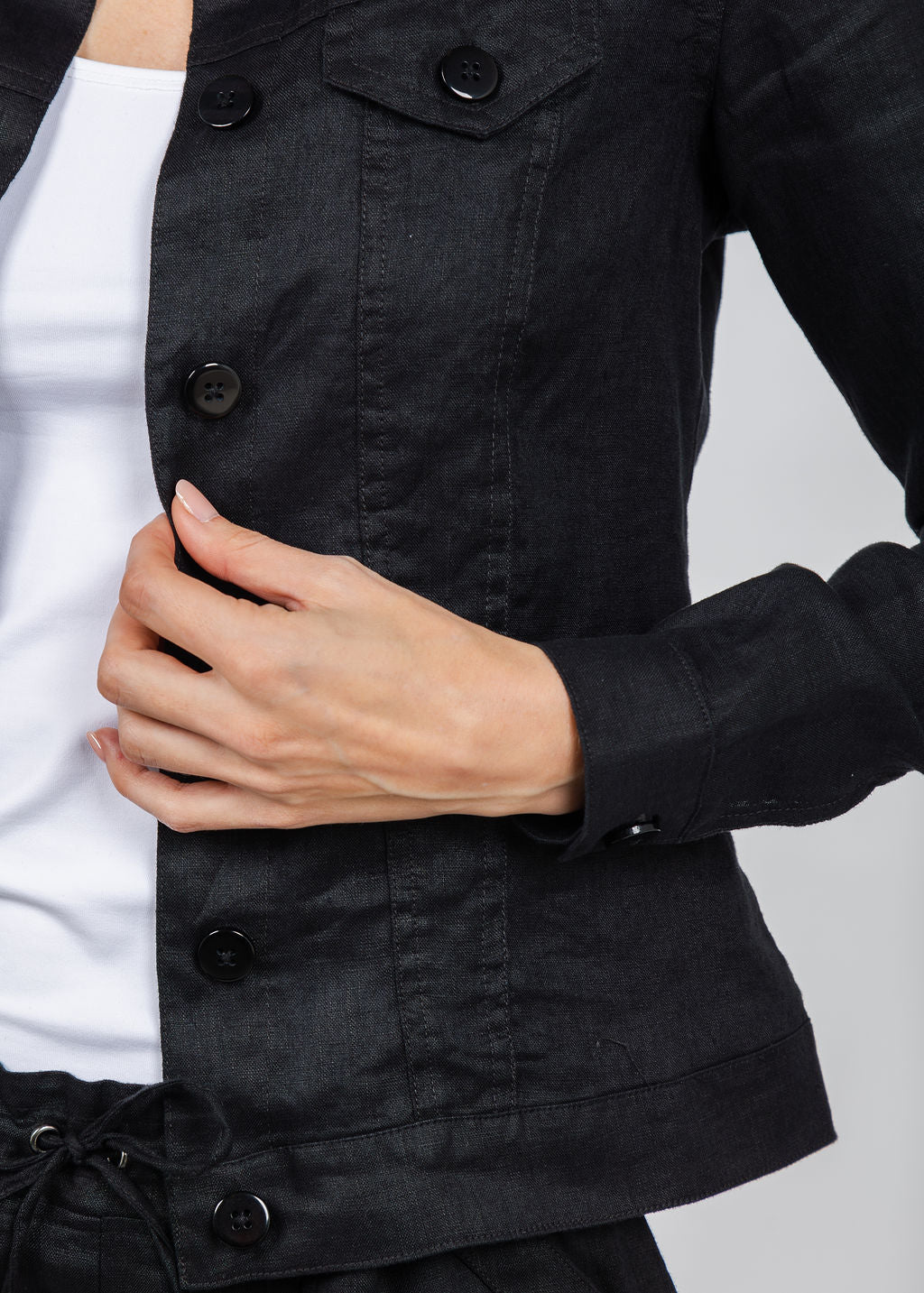 Pure Amici Lumila Linen Jacket in Black available at Barbara Katz