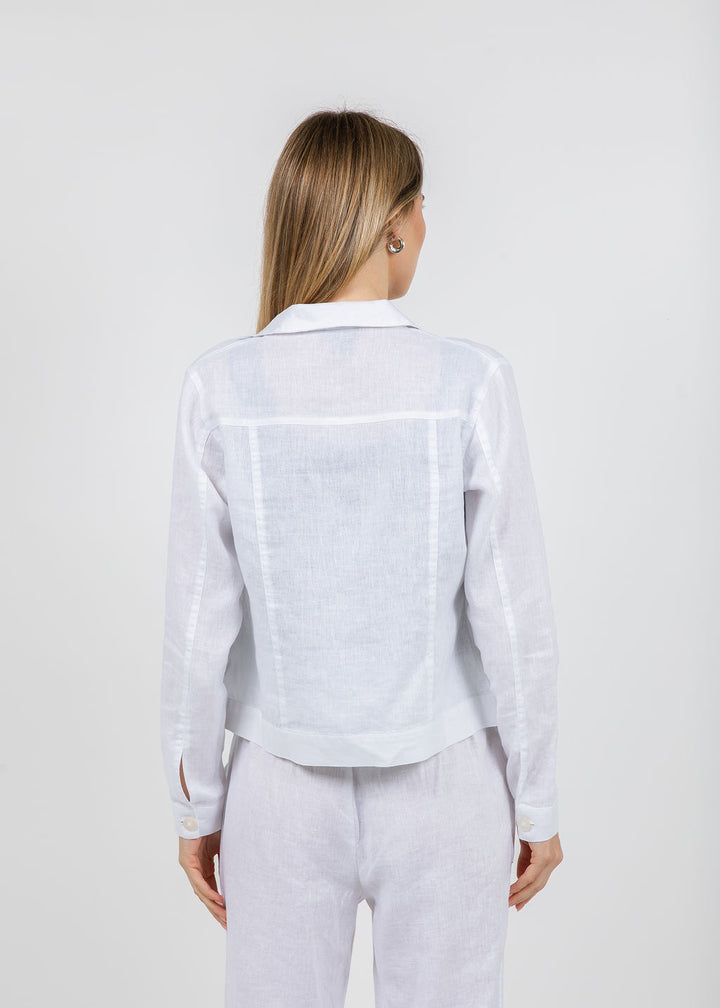 Pure Amici Lumila Linen Jacket in White available at Barbara Katz