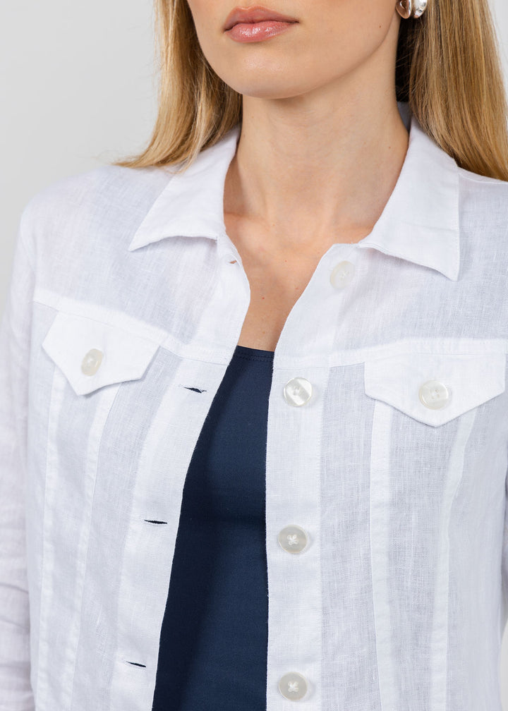 Pure Amici Lumila Linen Jacket in White available at Barbara Katz