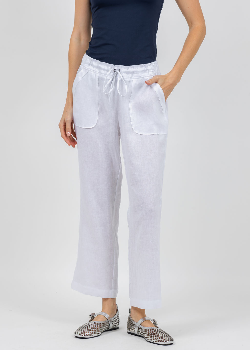 Pure Amici Lumila Linen Pants in White available at Barbara Katz