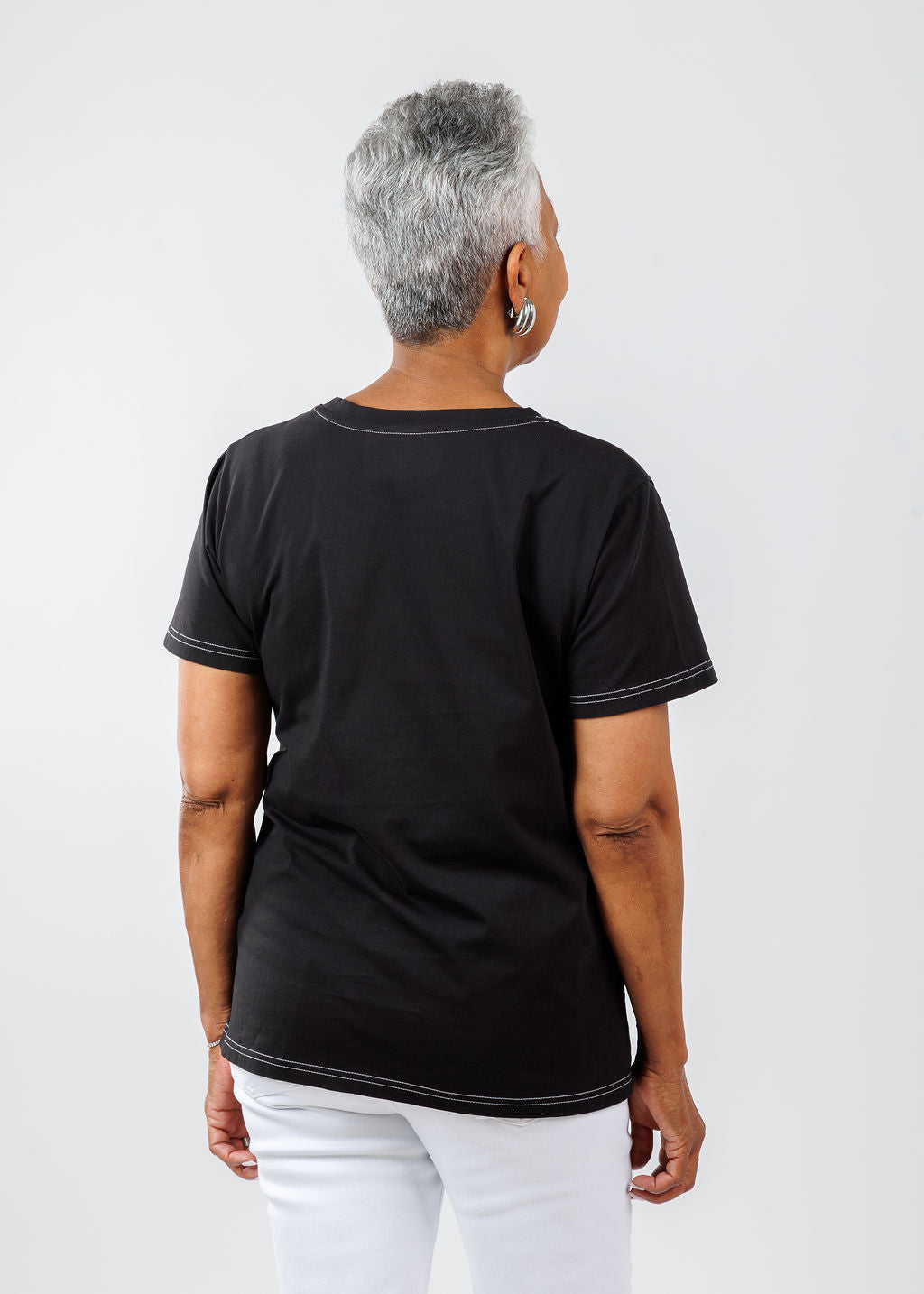 Pure Amici Short Sleeve Crew Tee in Black available at Barbara Katz