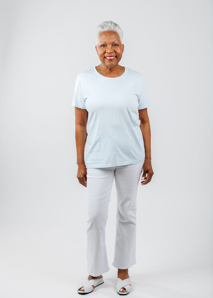 Pure Amici Short Sleeve Crew Tee in Light Blue available at Barbara Katz