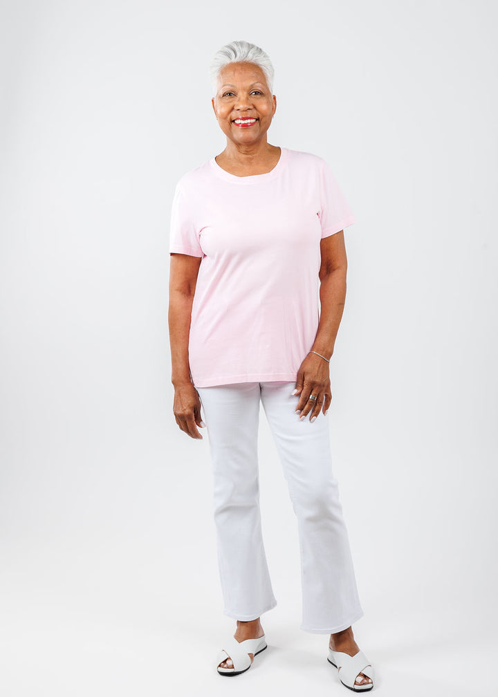 Pure Amici Short Sleeve Crew Tee in Light Pink available at Barbara Katz