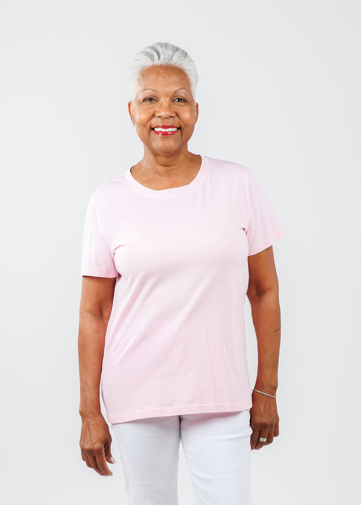 Pure Amici Short Sleeve Crew Tee in Light Pink available at Barbara Katz