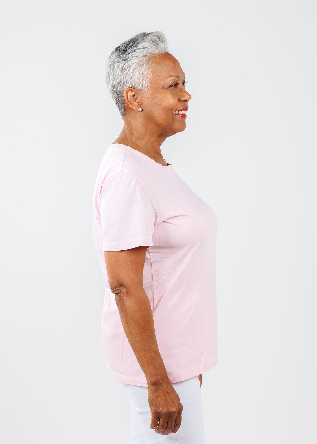 Pure Amici Short Sleeve Crew Tee in Light Pink available at Barbara Katz