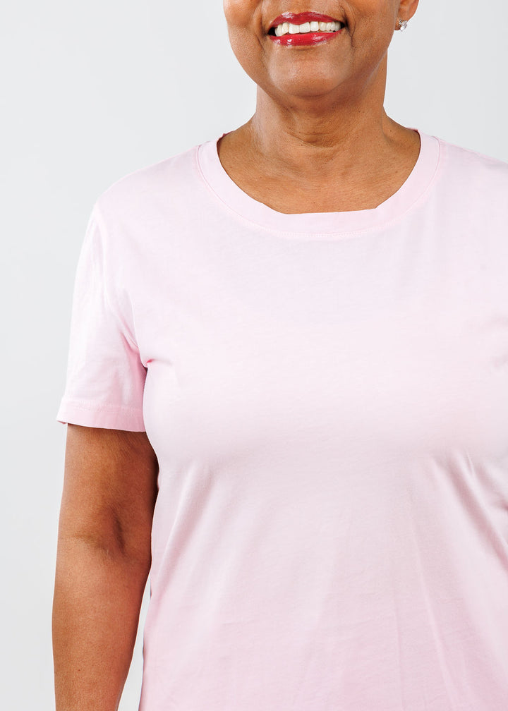 Pure Amici Short Sleeve Crew Tee in Light Pink available at Barbara Katz