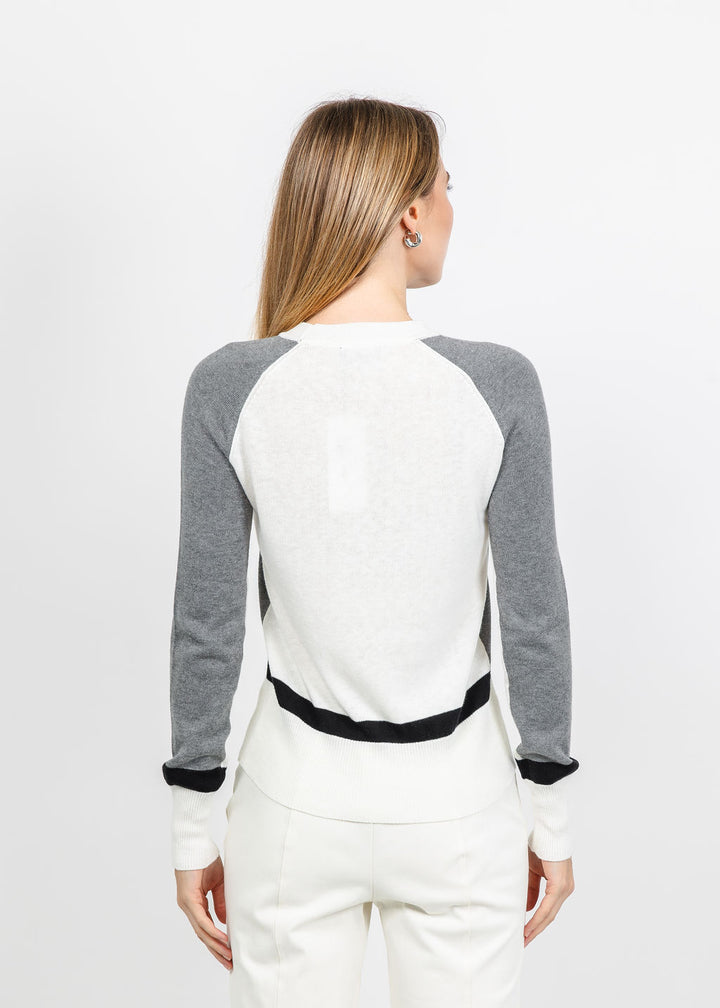 Pure Amici The Riva Knit Crew Colorblock Sweater in Lace Combo available at Barbara Katz