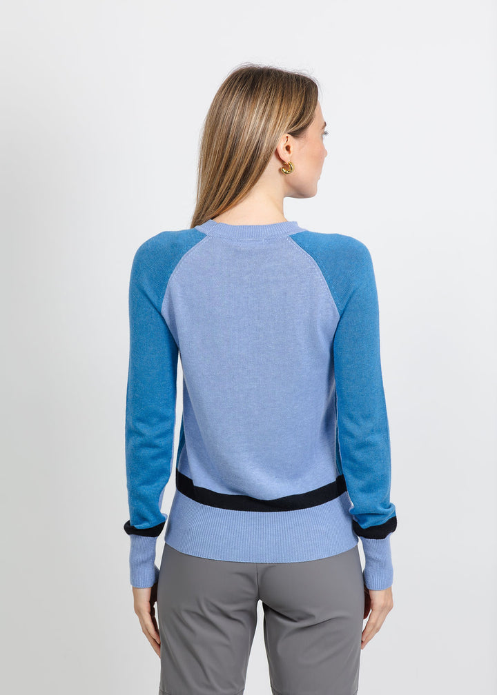 Pure Amici The Riva Knit Crew Colorblock Sweater in Peri Combo available at Barbara Katz