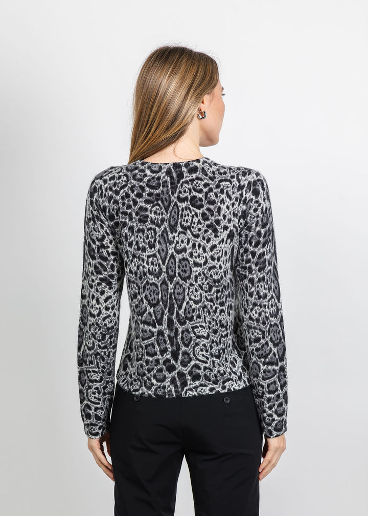 Pure Amici Zip-Up Cashmere Cardigan in Panther available at Barbara Katz