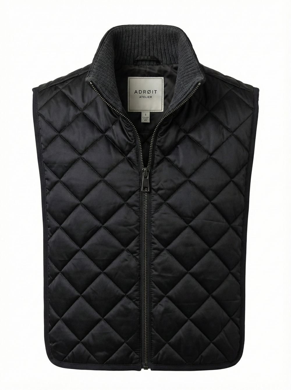 Adroit Atelier Quilty Zip-up Diamond Quilted Dickey in Black available at Barbara Katz