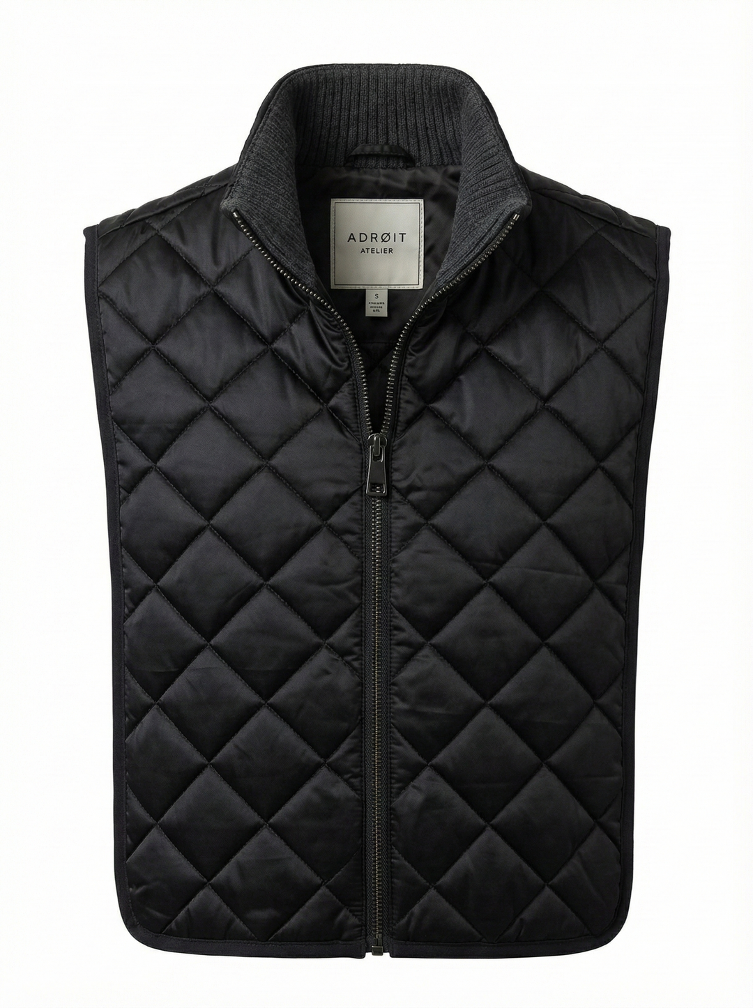 Adroit Atelier Quilty Zip-up Diamond Quilted Dickey in Black available at Barbara Katz