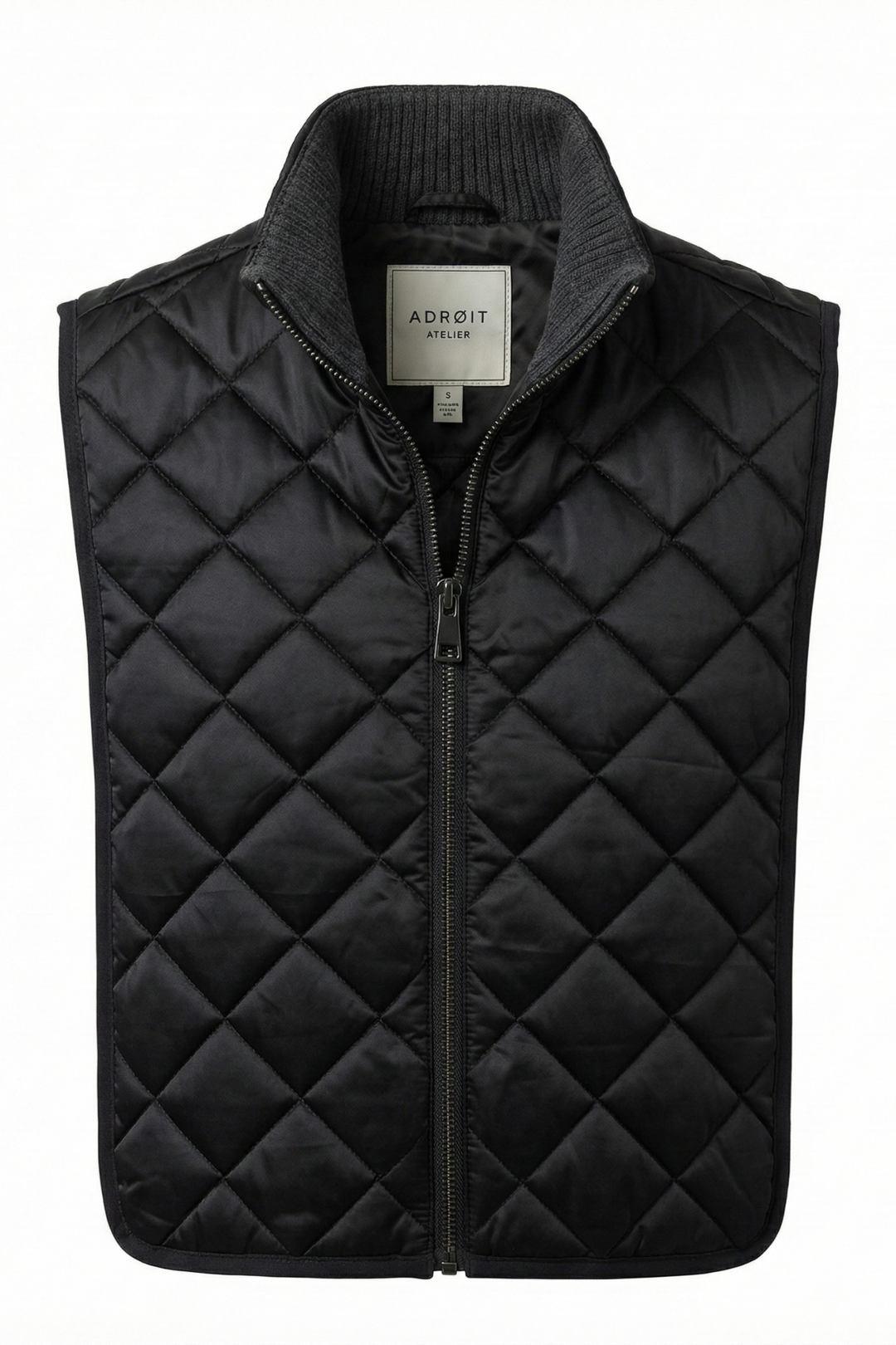 Adroit Atelier Quilty Zip-up Diamond Quilted Dickey in Black available at Barbara Katz