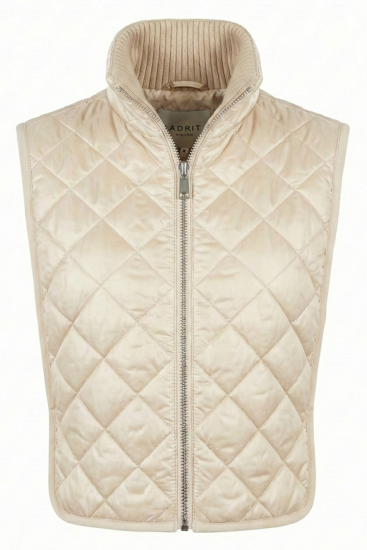 Adroit Atelier Quilty Zip-up Diamond Quilted Dickey in Cream available at Barbara Katz