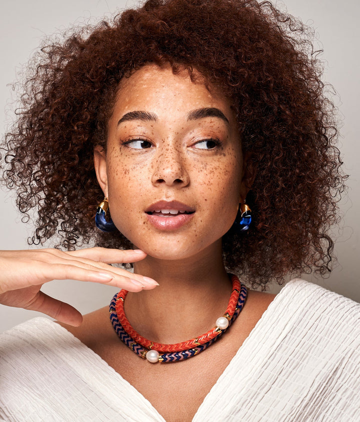 Lizzie Fortunato Organic Hoops in Electric available at Barbara Katz