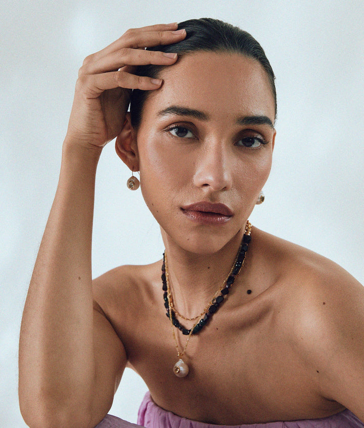 Lizzie Fortunato Pearl Pablo Earrings in Green Amethyst available at Barbara Katz