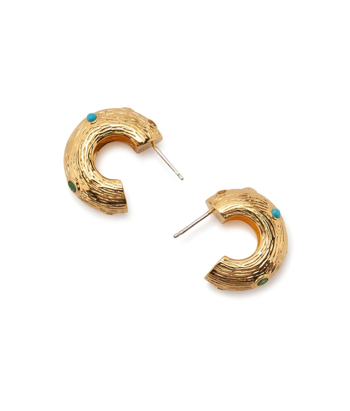 Lizzie Fortunato Kahlo Hoops in Gold available at Barbara Katz