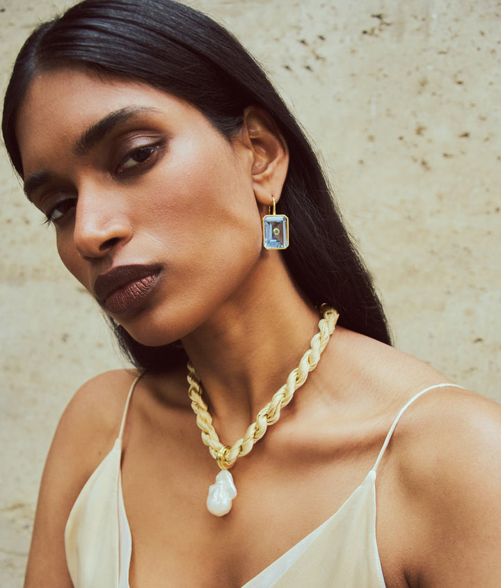 Lizzie Fortunato Tile Earrings in Glacier available at Barbara Katz