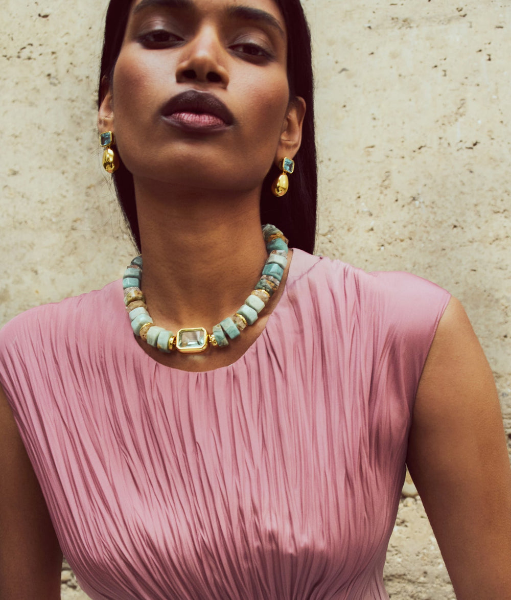 Lizzie Fortunato Goddess Collar Necklace in Sage Brush available at Barbara Katz