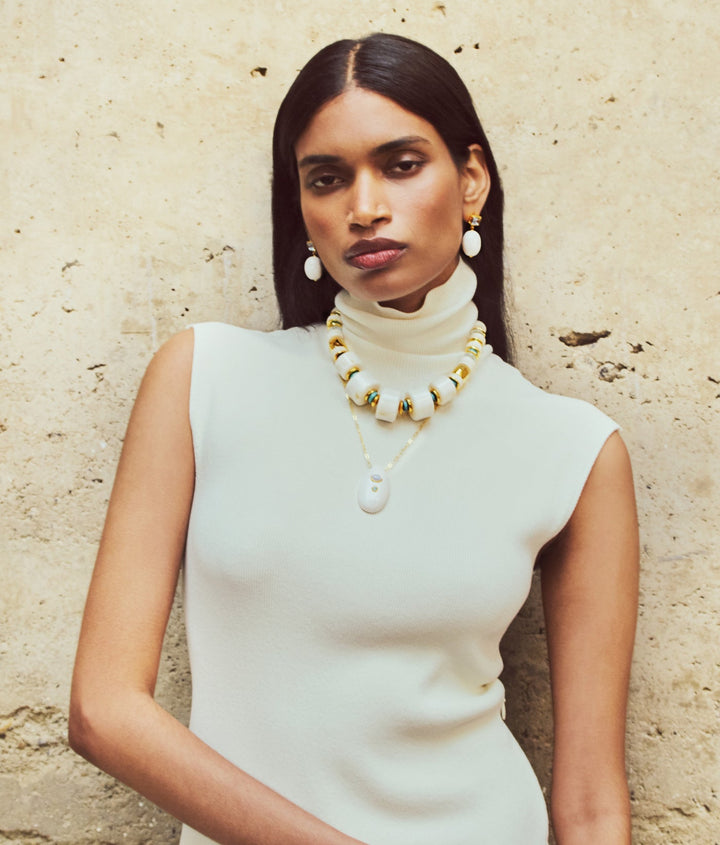 Lizzie Fortunato La Paz Pendant Necklace in White available at Barbara Katz