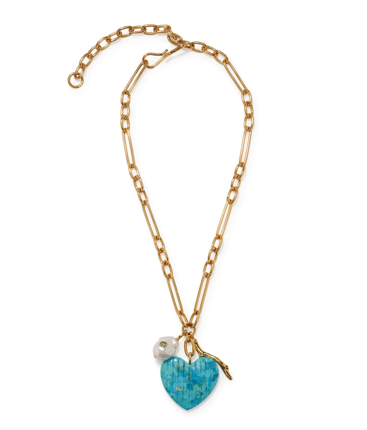 Lizzie Fortunato Floria Heart Necklace in Blue available at Barbara Katz