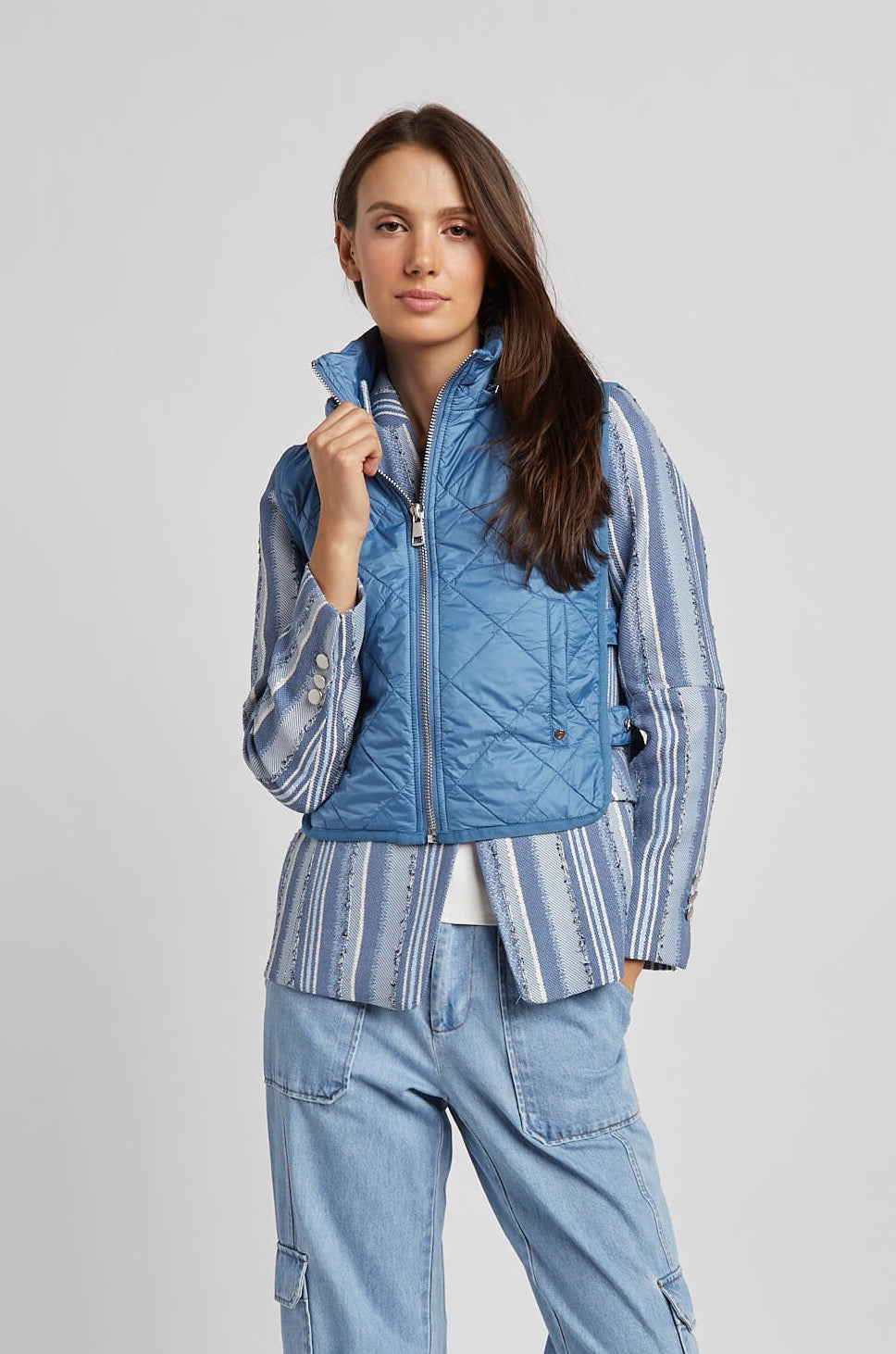 Adroit Atelie Romy Quilted Sleeveless Vest With Removable Hood - Seaside
