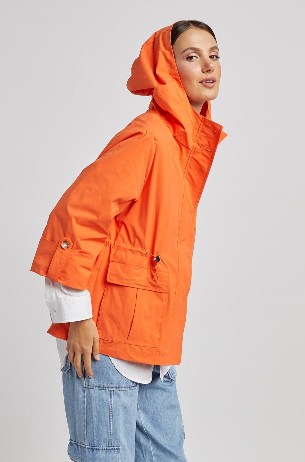 Adroit Atelier Roseline Hooded Anorak Jacket - Tangerine