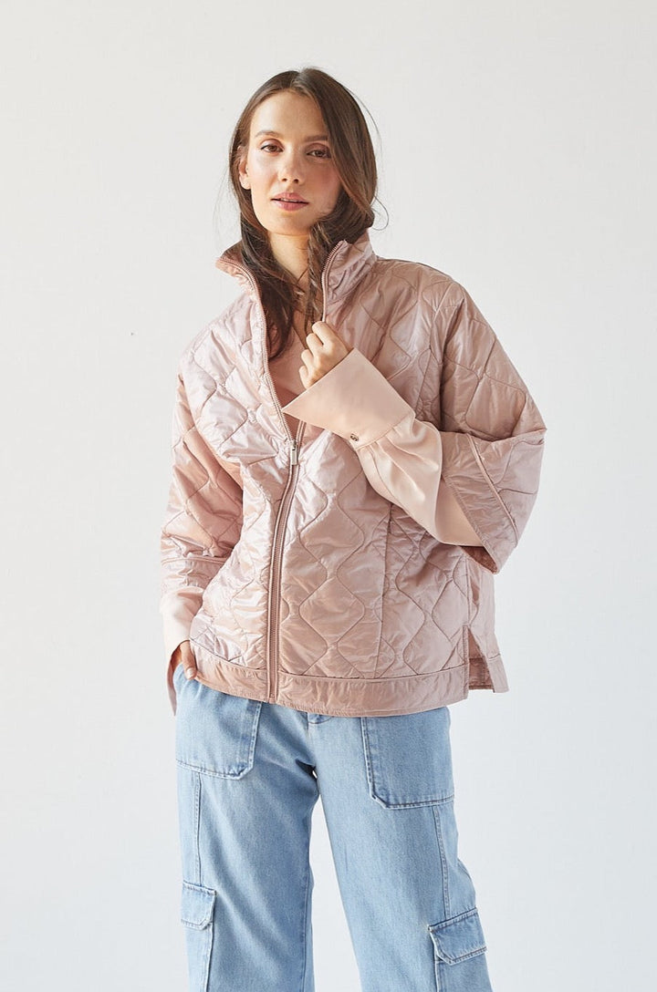 Adroit Atelier Ruby Quilted Modern Cape in Rose