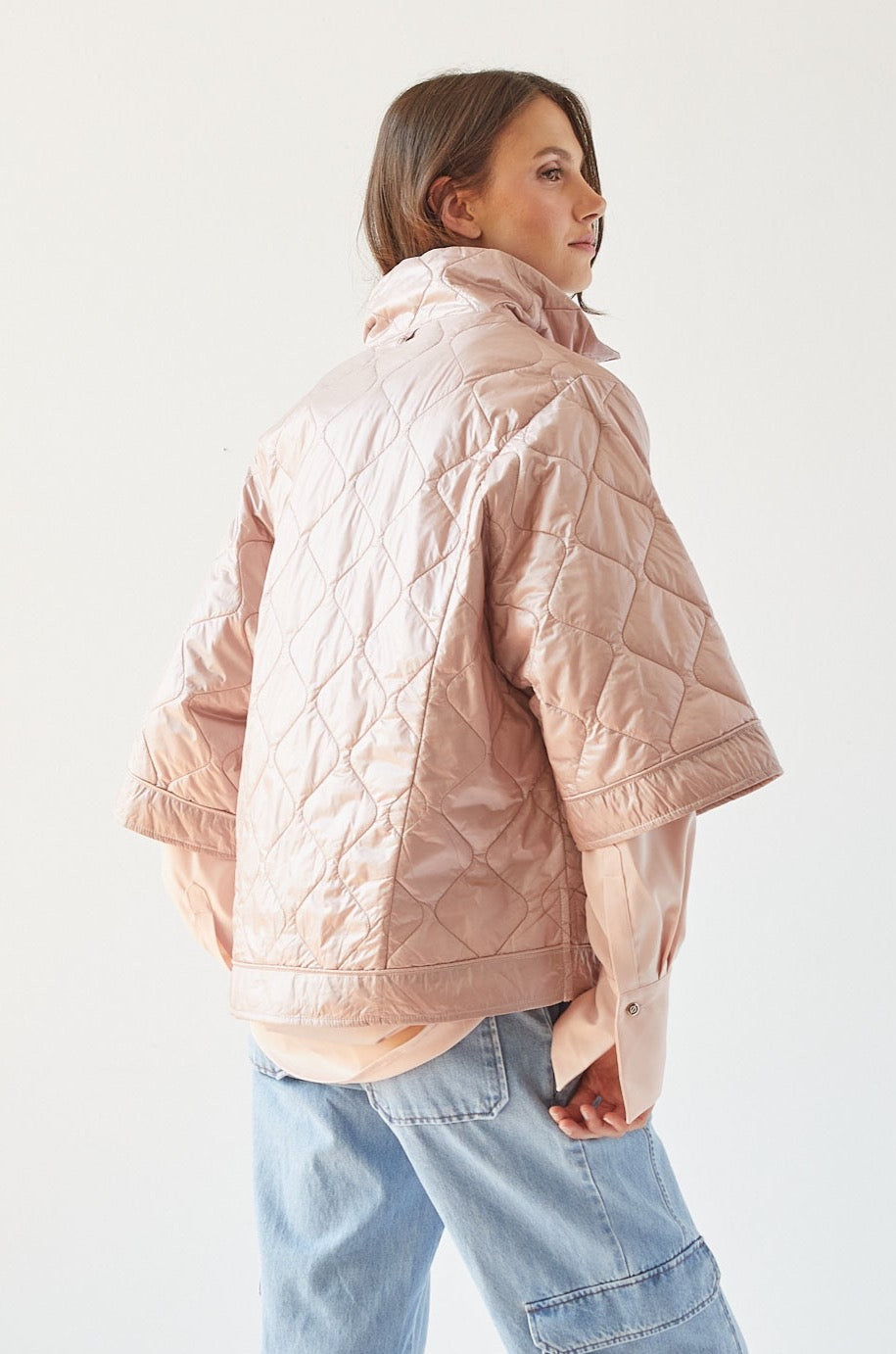 Ruby Quilted Modern Cape - Rose