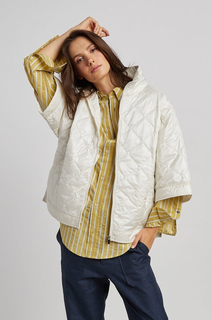 Adroit Atelier Ruby Quilted Modern Cape in White