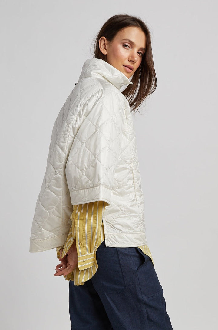 Adroit Atelier Ruby Quilted Modern Cape in White