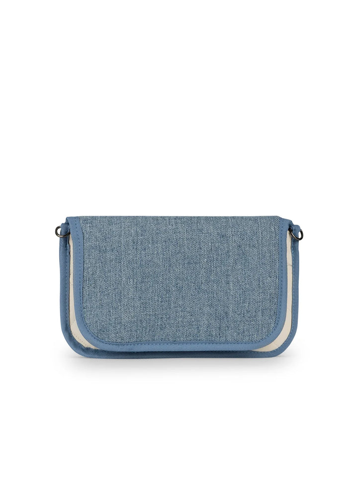 BK Rae Cape Denim Vegan Leather Clutch Bag available at Barbara Katz