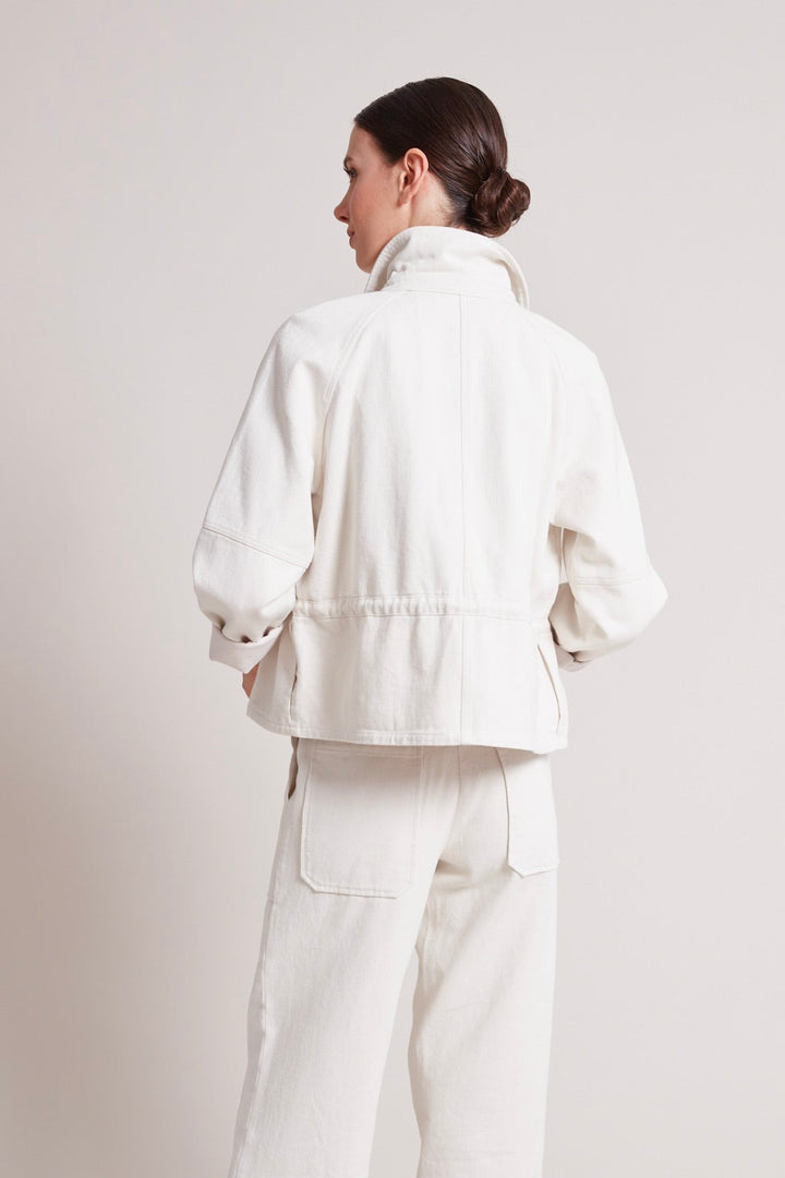 Adroit Atelier Rae Short Denim Jacket in Off White available at Barbara Katz