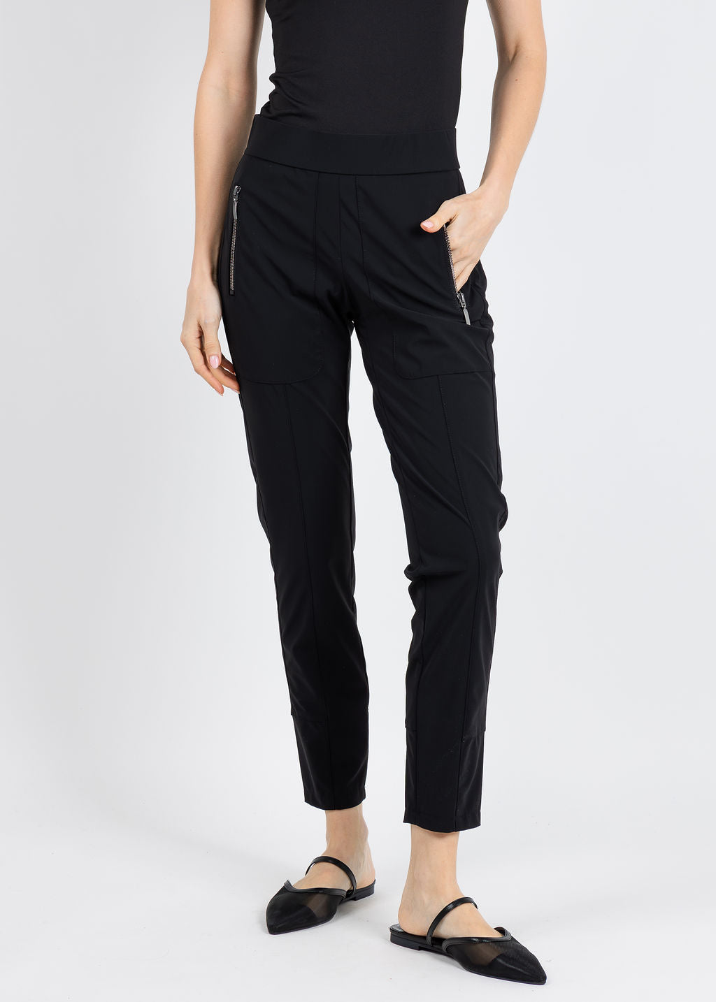 Raffaello Rossi Corry Zip Pants in Black available at Barbara Katz